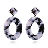 Luxury silver geometric drop earrings for women with acrylic material, trendy wedding jewelry