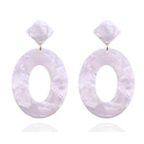 Luxury silver geometric drop earrings for women wedding jewelry with acrylic metal accents