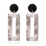 Luxury silver drop earrings for women with geometric acrylic design, trendy wedding jewelry
