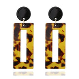 Trendy geometric drop earrings with black and tortoiseshell acrylic design for women luxury style