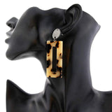 Luxury silver geometric drop earrings with acrylic rectangular design for women wedding jewelry