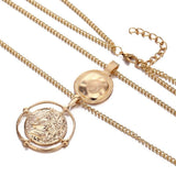 Double-layer Pendant Necklace 14kt Retro Gold Women's Wedding Jewelry