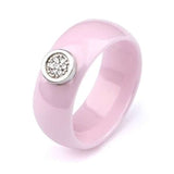 Womens White Ceramic Ring Black Exquisite Zircone Engagement Jewelry