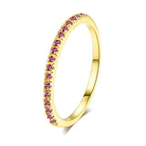 Luxurious engagement zircon ring for women in 18K rose gold with pink stones and round design