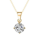 White Zircon Pendant Necklace 14K Gold Women's Wedding Jewelry