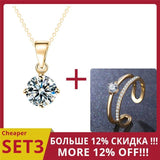 White Zircon Pendant Necklace 14K Gold Women's Wedding Jewelry