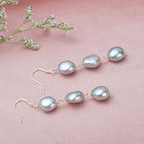 Natural Frishwater Pearl Earrings 925 Sterling Silver Women Jewelry