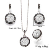 Vintage Gemstones Jewelry Set Antique Silver Women Jewelry Set Ring Earrings Pendant Necklace