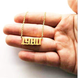 Birthday 18K Gold Necklace Date Year Number for Women Personalized Jewelry