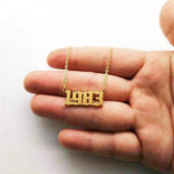 Birthday 18K Gold Necklace Date Year Number for Women Personalized Jewelry