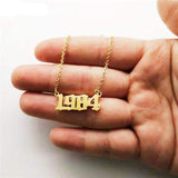 Birthday 18K Gold Necklace Date Year Number for Women Personalized Jewelry
