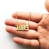 Birthday 18K Gold Necklace Date Year Number for Women Personalized Jewelry