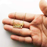 Birthday 18K Gold Necklace Date Year Number for Women Personalized Jewelry