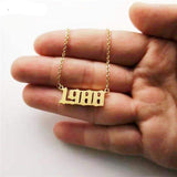 Birthday 18K Gold Necklace Date Year Number for Women Personalized Jewelry