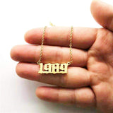 Birthday 18K Gold Necklace Date Year Number for Women Personalized Jewelry