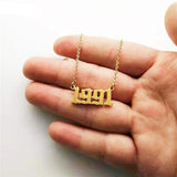 Birthday 18K Gold Necklace Date Year Number for Women Personalized Jewelry