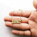 Birthday 18K Gold Necklace Date Year Number for Women Personalized Jewelry