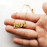 Birthday 18K Gold Necklace Date Year Number for Women Personalized Jewelry
