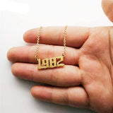 Birthday 18K Gold Necklace Date Year Number for Women Personalized Jewelry