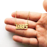 Birthday 18K Gold Necklace Date Year Number for Women Personalized Jewelry