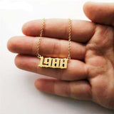 Birthday 18K Gold Necklace Date Year Number for Women Personalized Jewelry
