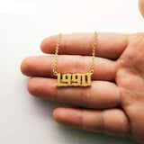 Birthday 18K Gold Necklace Date Year Number for Women Personalized Jewelry