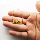 Birthday 18K Gold Necklace Date Year Number for Women Personalized Jewelry