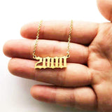 Birthday 18K Gold Necklace Date Year Number for Women Personalized Jewelry