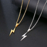 Unique Lightning Pendant Necklace Yellow Gold Link Chain Women's Jewelry