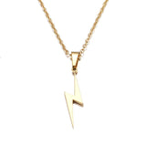 Unique Lightning Pendant Necklace Yellow Gold Link Chain Women's Jewelry