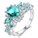 Emerald diamond Gems ring 925 standard sterling silver Women's Wedding Jewelry