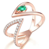 Vintage 18K Rose Gold Ring AAA+ Cubic Zircon CZ Cluster V Letter Adjustable Ring