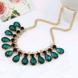 Green Water Drop Pendant Necklace Women Party Jewelry