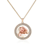 Memorial Rhinestone Pendant Necklace Gold Picture Photo Women's Silver Jewelry
