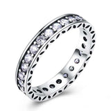 Silver Princess White Sapphire engagement ring with round gemstones for women wedding band