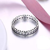 Princess white sapphire silver engagement ring for women with round trendy wedding band design