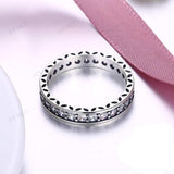 Princess white sapphire silver engagement ring for women with round trendy wedding band design