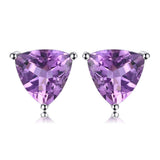 Natural Blue Amethyst  Stud Earrings 925 Sterling Silver Ruby Sapphire Emerald Topaz