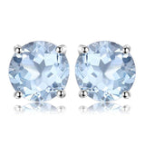 Natural Blue Amethyst  Stud Earrings 925 Sterling Silver Ruby Sapphire Emerald Topaz