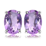 Natural Blue Amethyst  Stud Earrings 925 Sterling Silver Ruby Sapphire Emerald Topaz