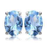 Natural Blue Amethyst  Stud Earrings 925 Sterling Silver Ruby Sapphire Emerald Topaz